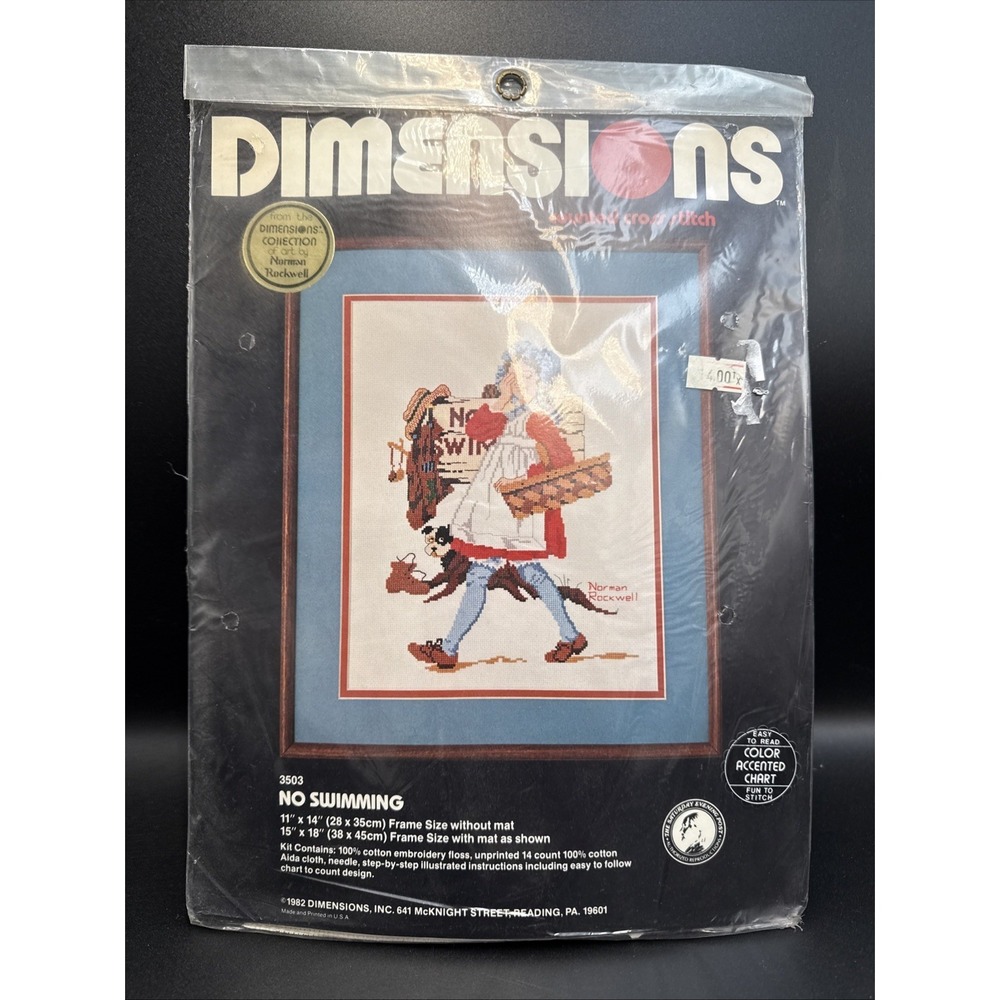 Dimensions Cross Stitch Kit Norman Rockwell NO SWIMMING New